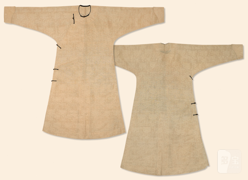 清乾隆淡黄色暗花纱夏季常服